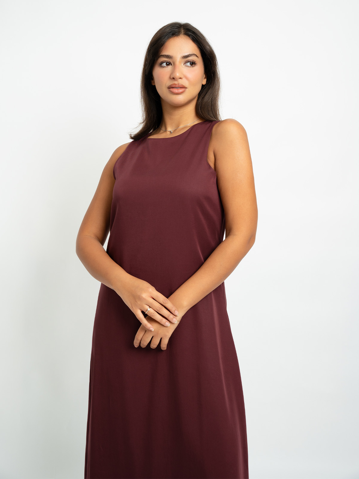 Maroon Sleeveless Long Dress