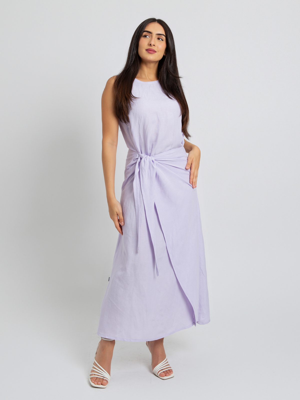 Lavender Linen Wrap Dress