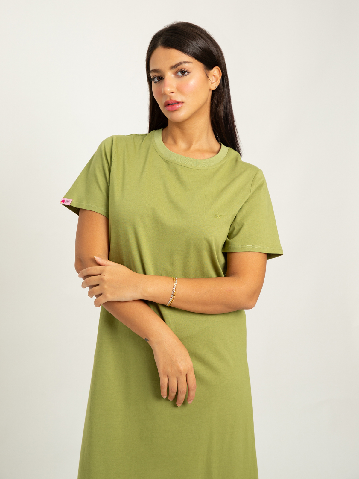 Olive Long T-shirt Dress