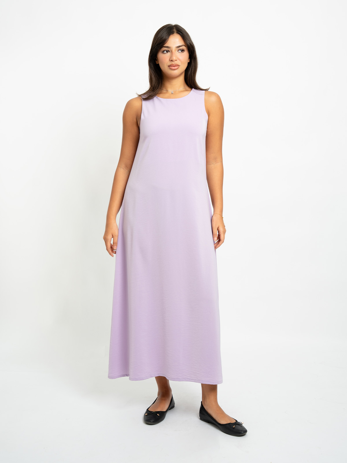 Misty Lavender Sleeveless Long Dress