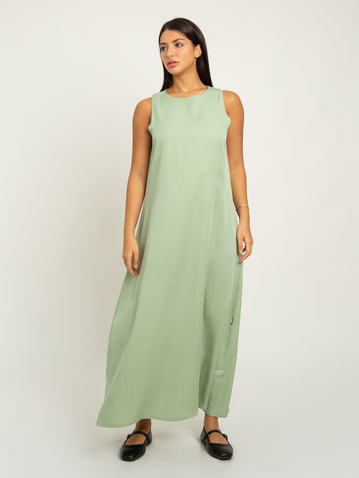 Sage Green Sleeveless Long Dress