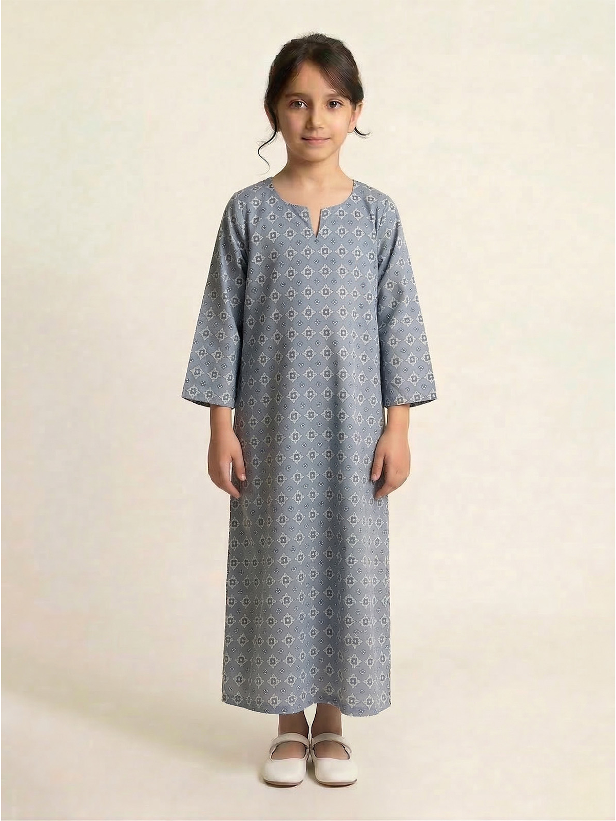 Gray Geo Half Cloche Jalabiya