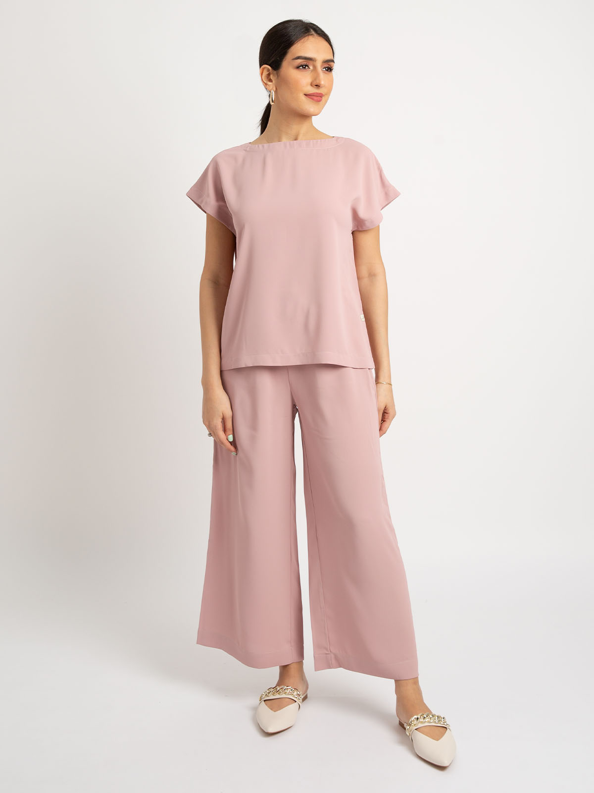 Kaafmeem women clothing rose trouser and top under the abaya matching set in soft fabric coords for everyday wear