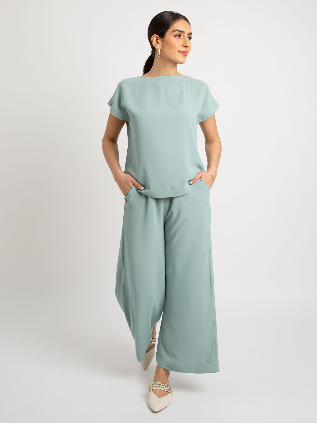 Kaafmeem women clothing tiffany trouser and top under the abaya matching set in soft fabric coords for everyday wear