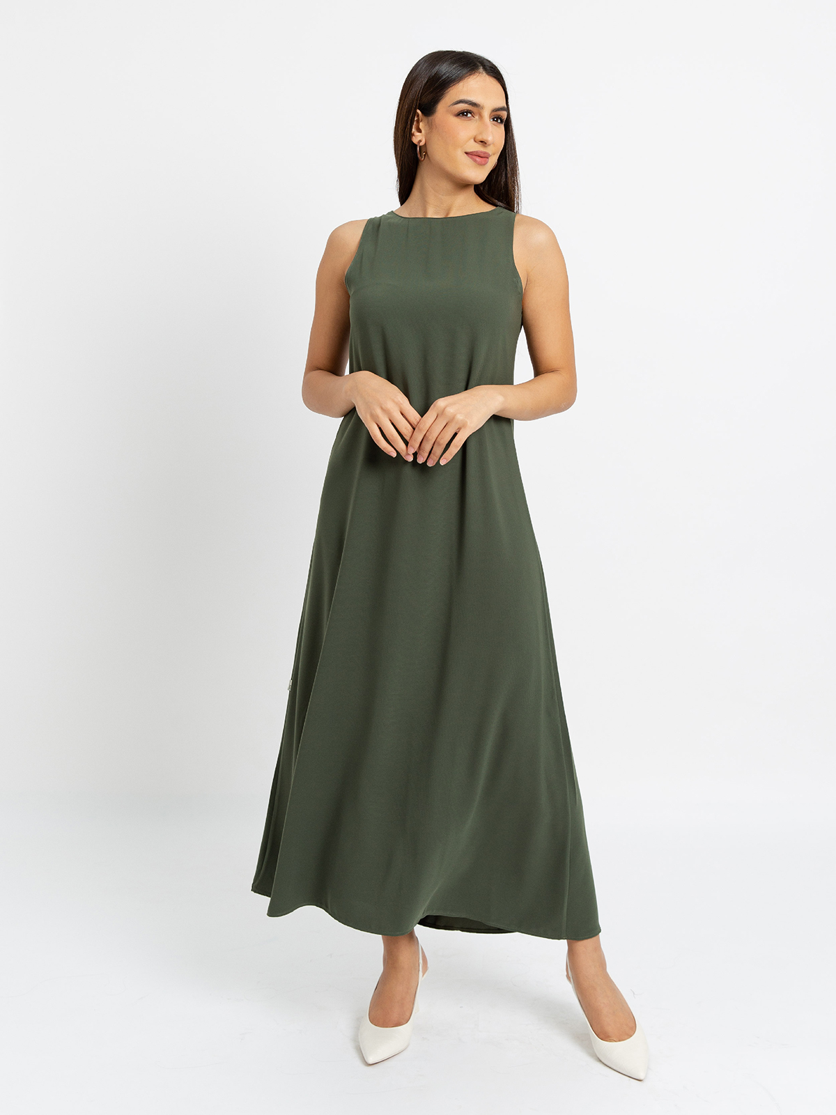 Olive - Light Sleeveless Long Dress