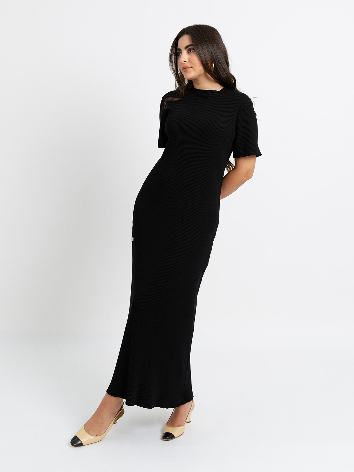 Black - Knitted Long Dress