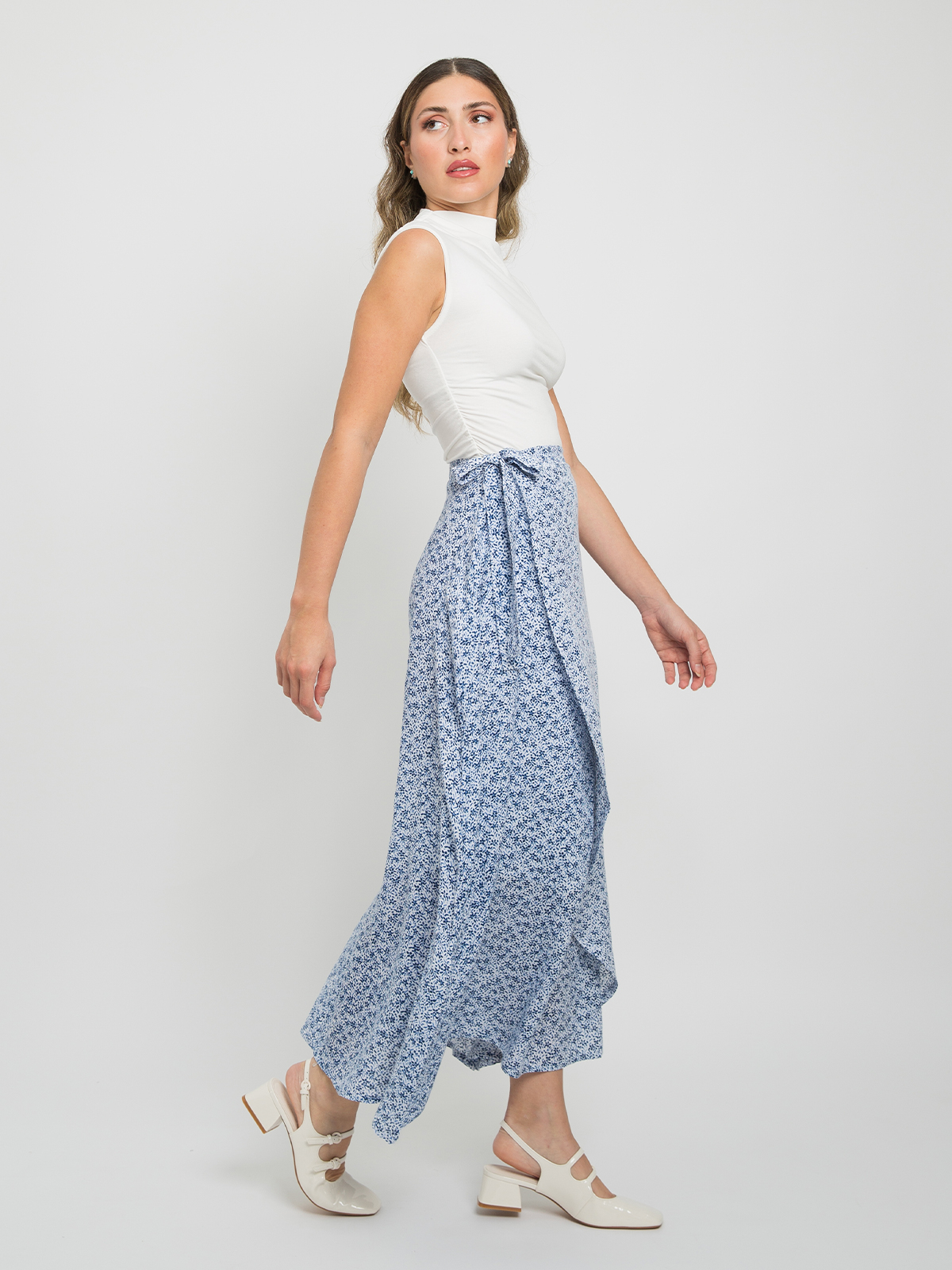Venice - Warp Skirt in Printed Rayon Fabric