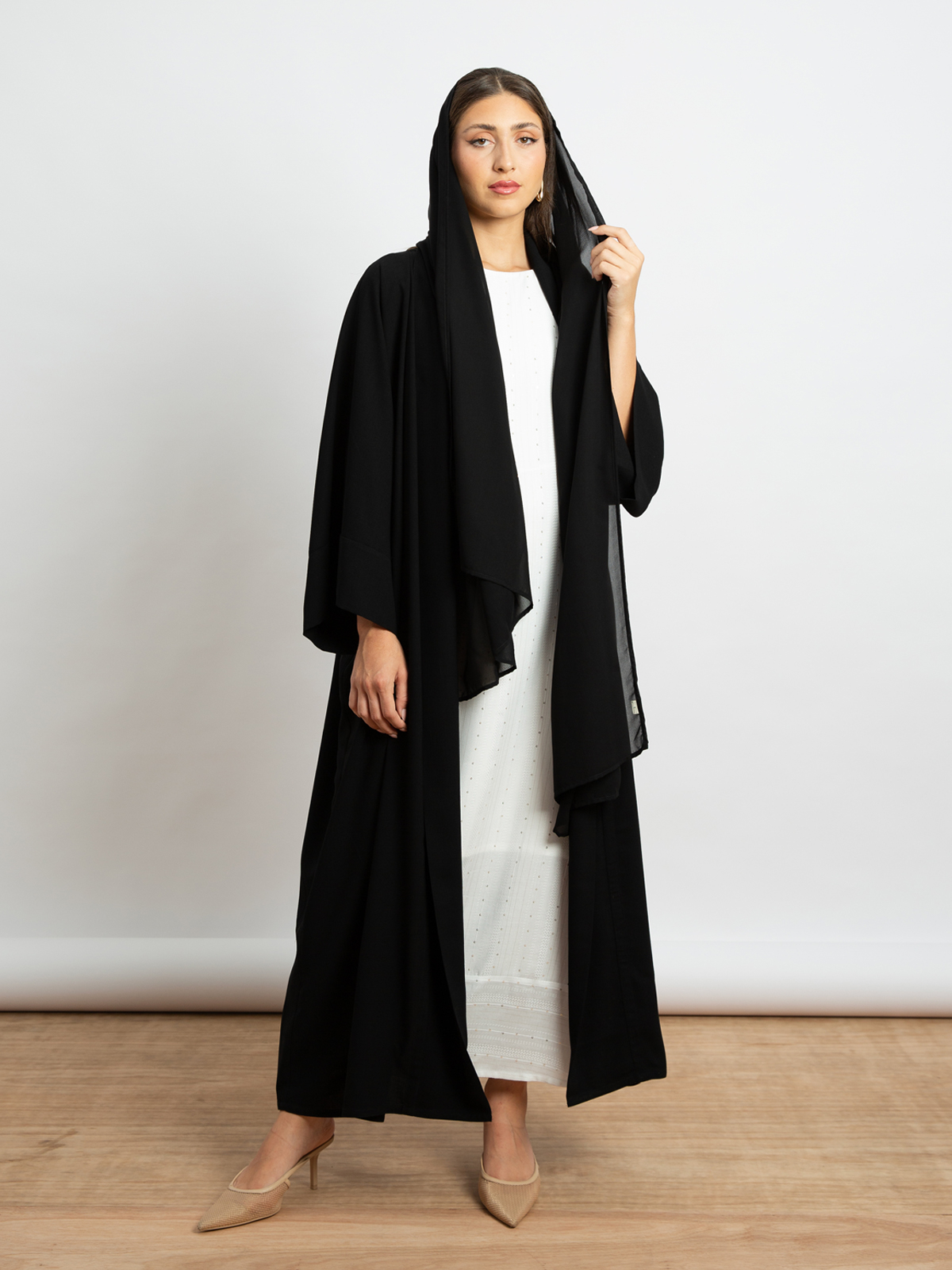 Black Kimono Wide-fit Abaya