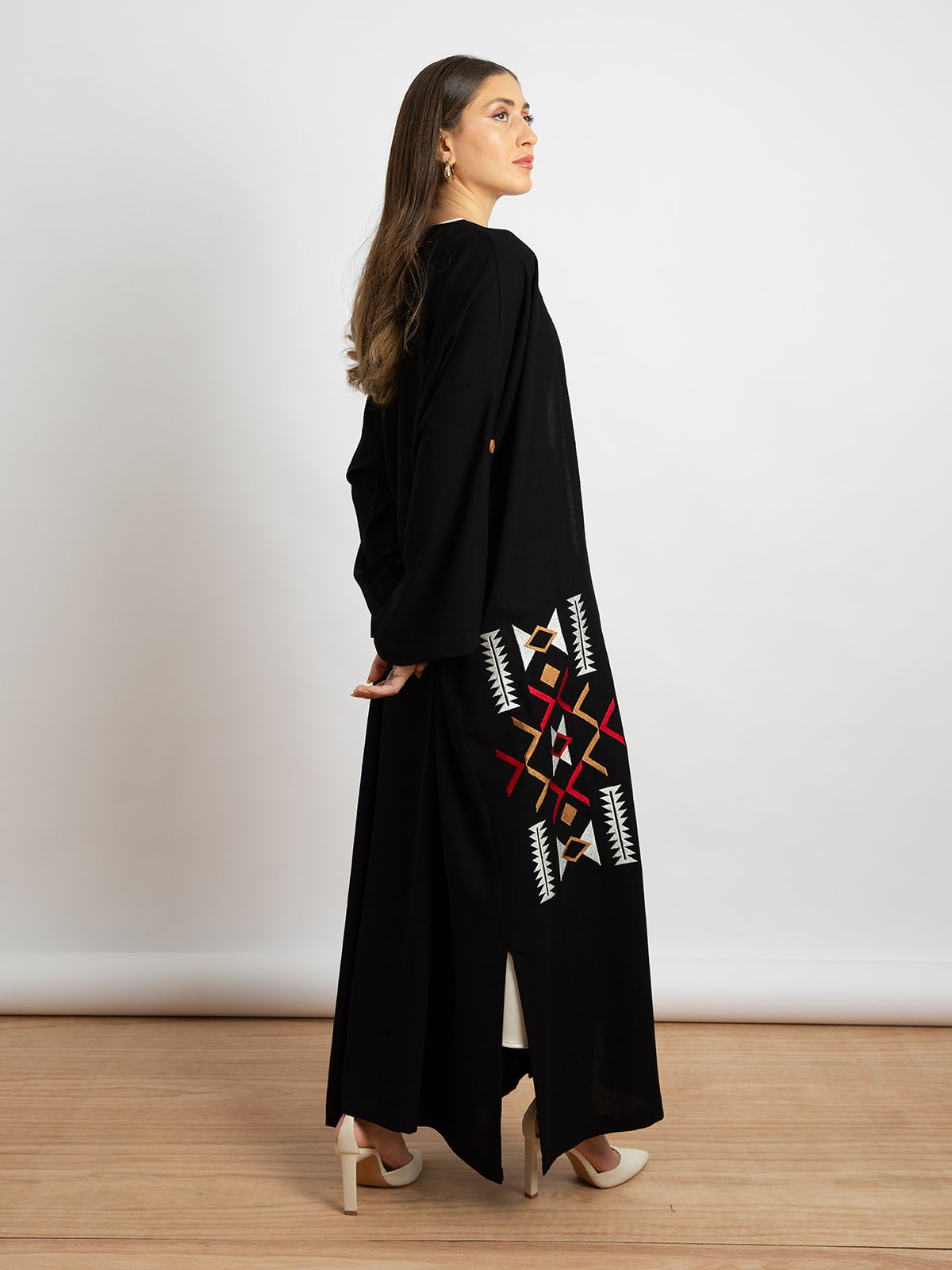 Black with Traditional Sadu Embroidery - Bohemian Abaya