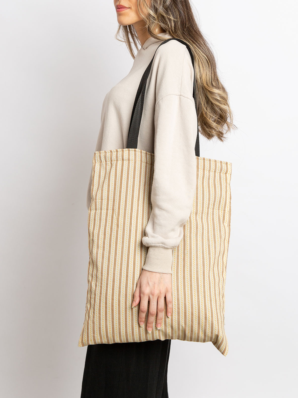 Brown & Yellow Striped - Eco-Friendly Tote Bag