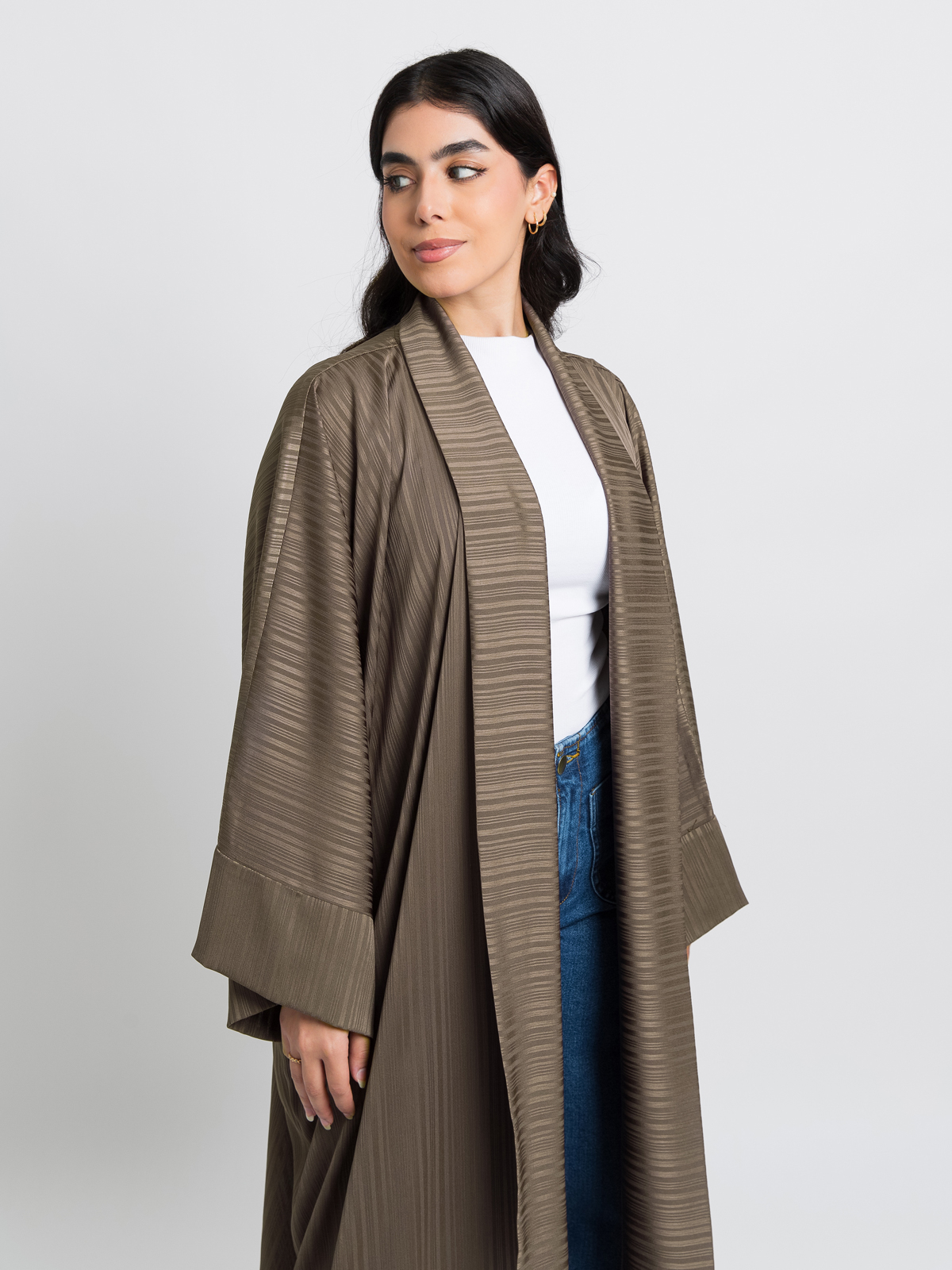 Kaki Chiffon Flowstyle Abaya