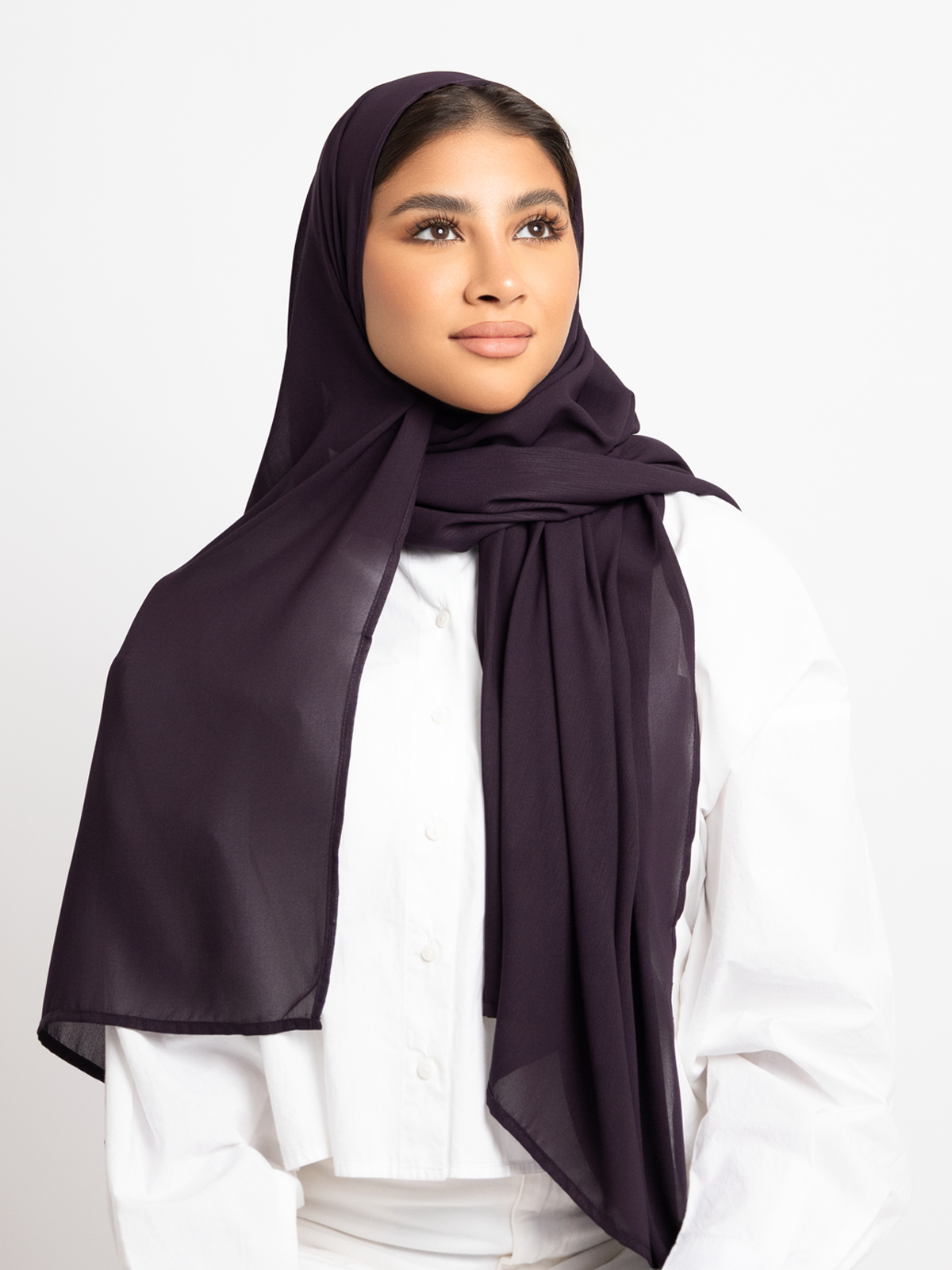 Luxurious chiffon hijab plain tarha 200 cm long mauve color high quality material online in ksa by kaafmeem