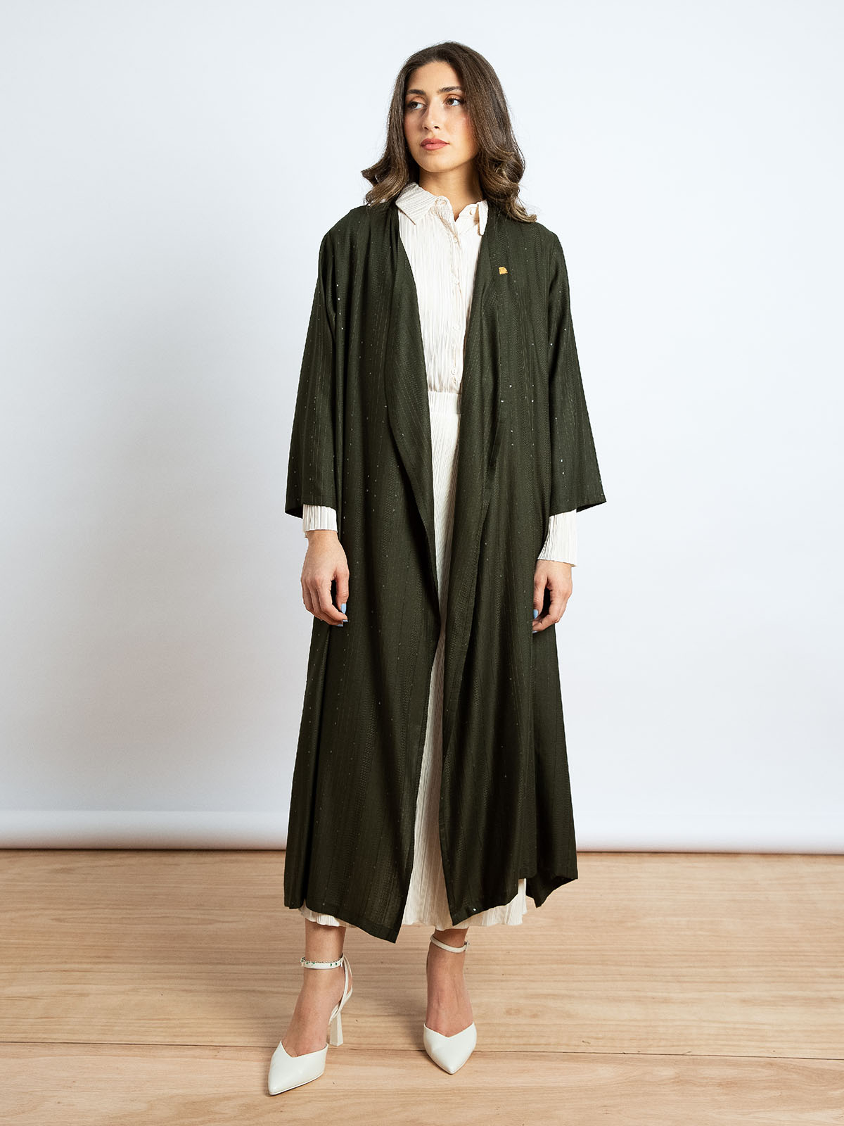 Olive Sequin Stripes - Urban Abaya
