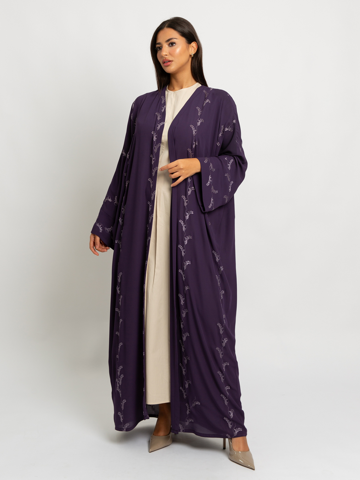 Purple Blooms Wide-fit Abaya