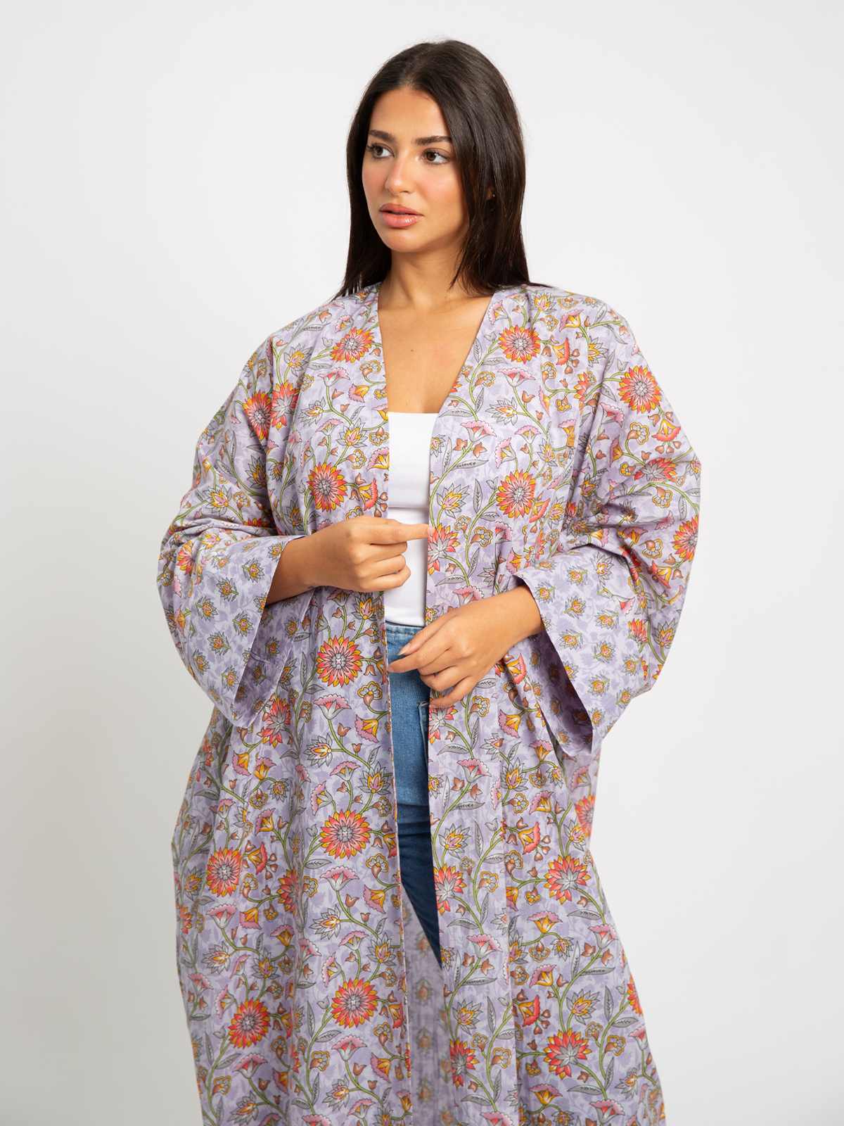 Lavender Flower Wide-fit Abaya