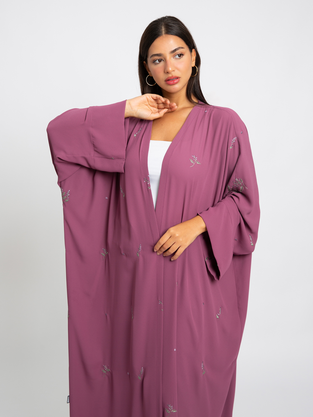 Magenta Floral Sprinkle Wide-fit Abaya