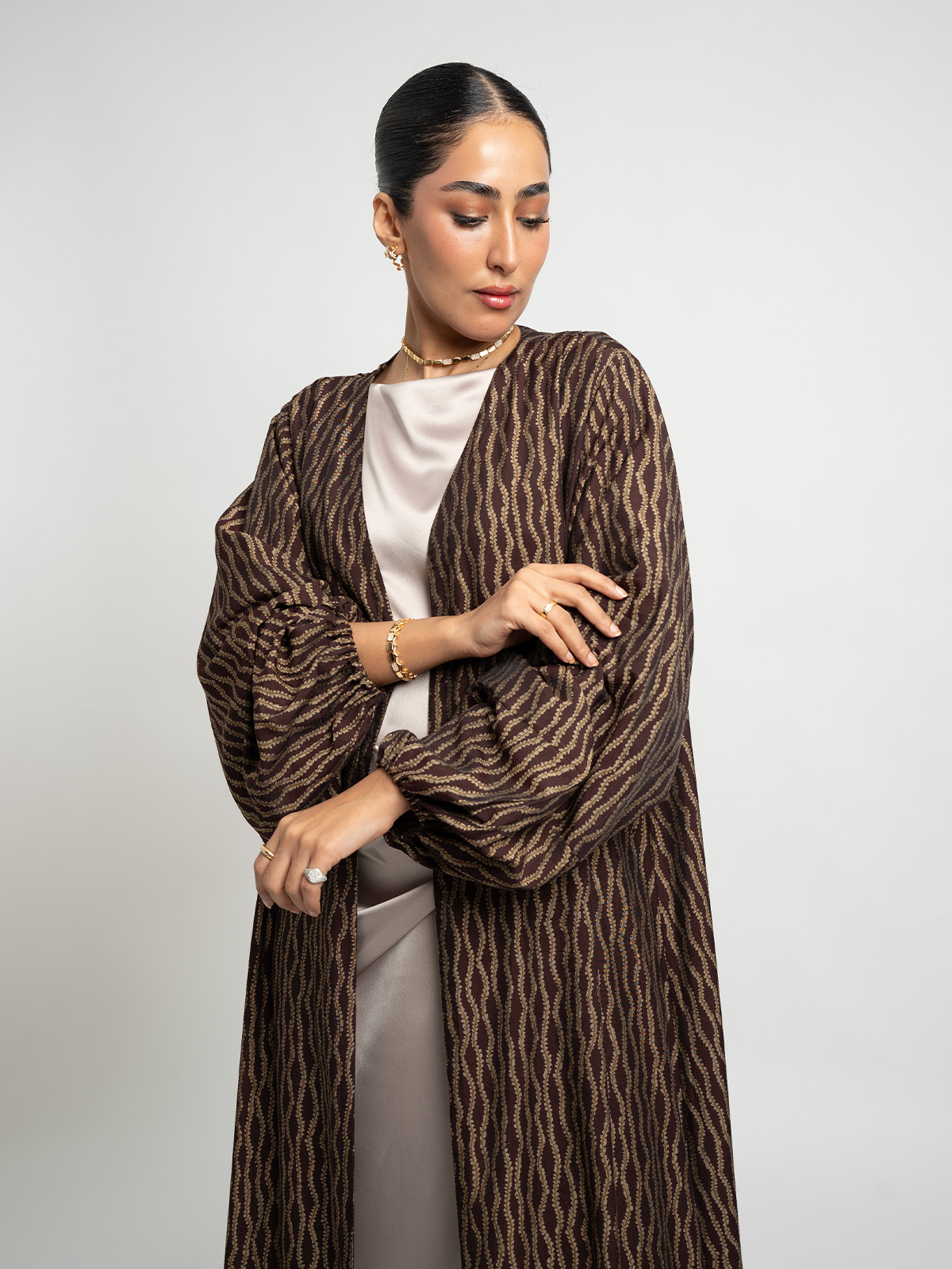 Brown Autumn Rhythm A-Cut Abaya