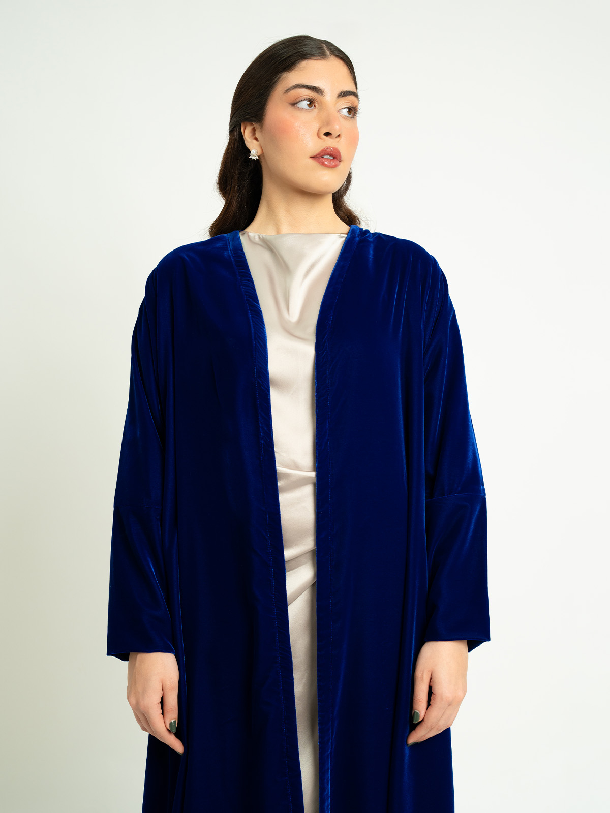 Indigo Blue Velvet A-Cut Abaya