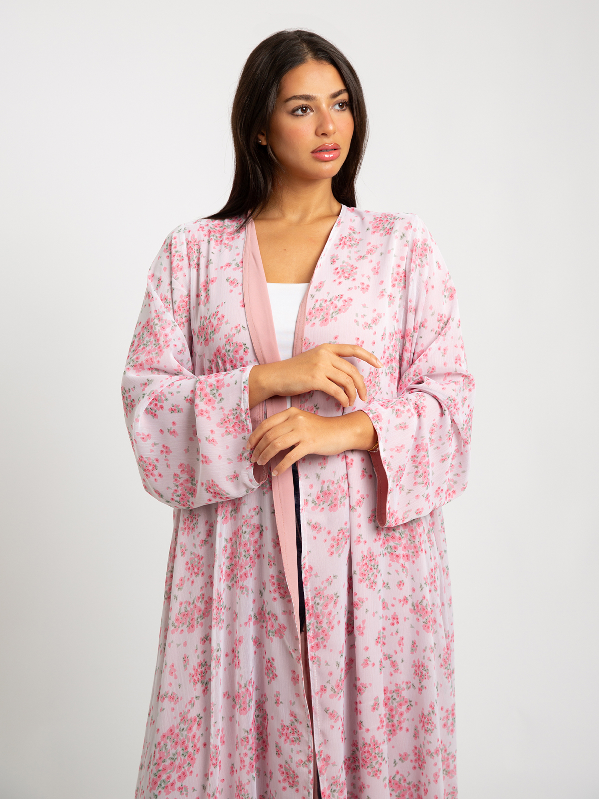 Pink Dandelions Double A-Cut Abaya 