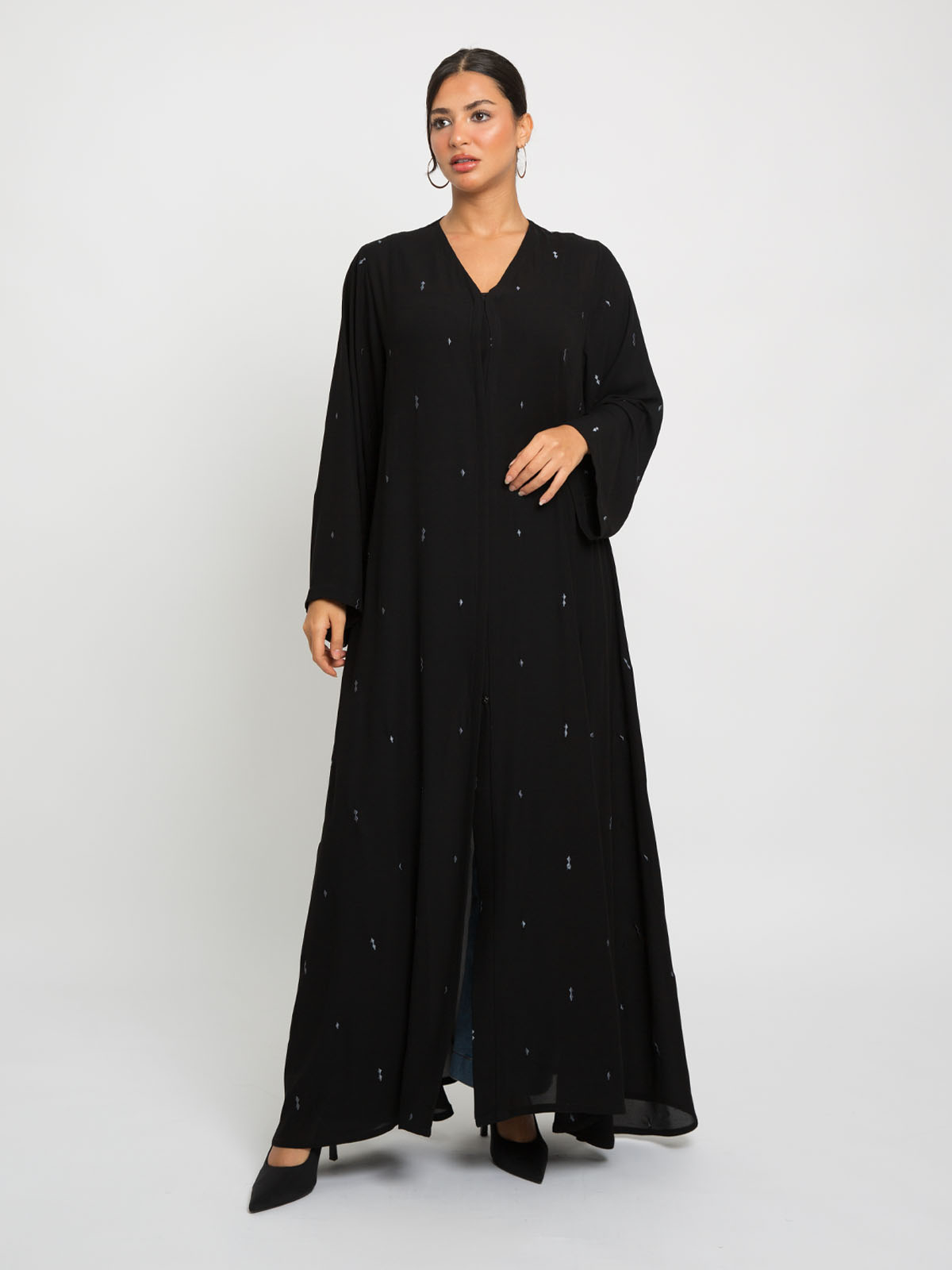 Black Diamonds A-Cut Abaya
