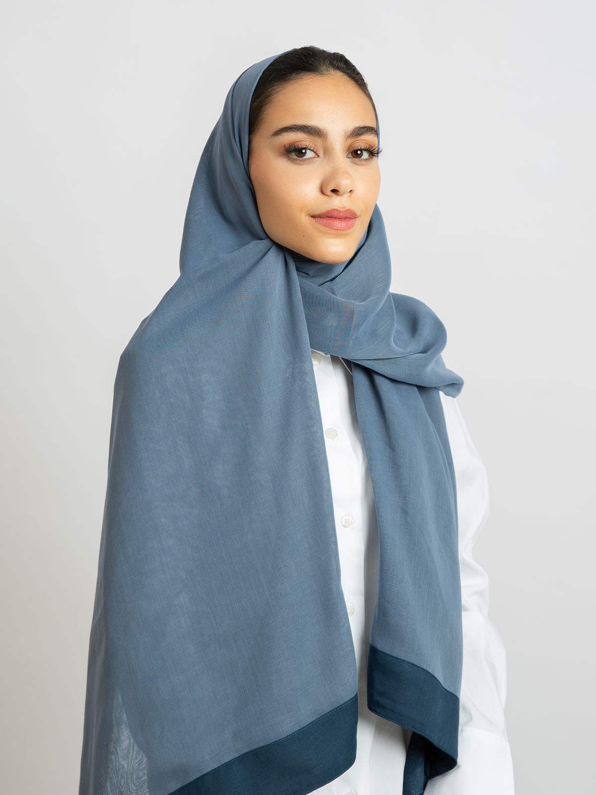 Pale Blues - Double-sided Voile Tarha