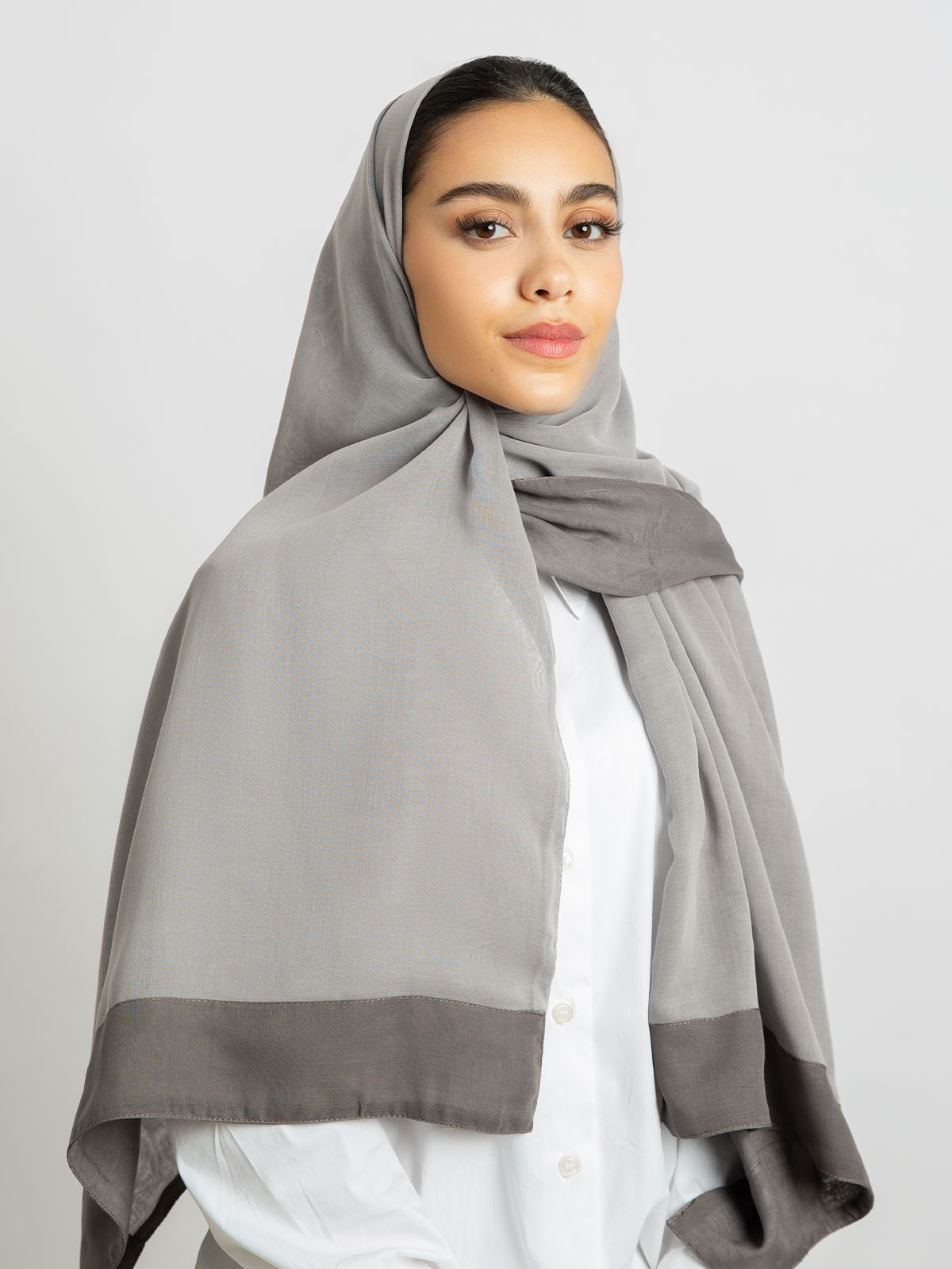 Pale Grays - Double-sided Voile Tarha