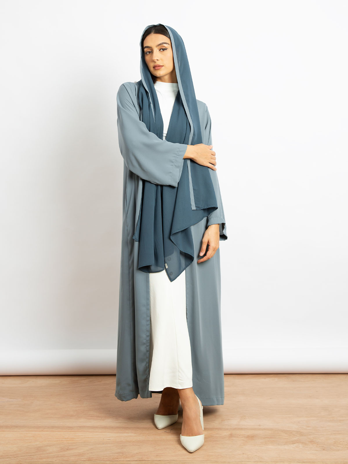 Pale Blue - Light Regular-fit Long Abaya 