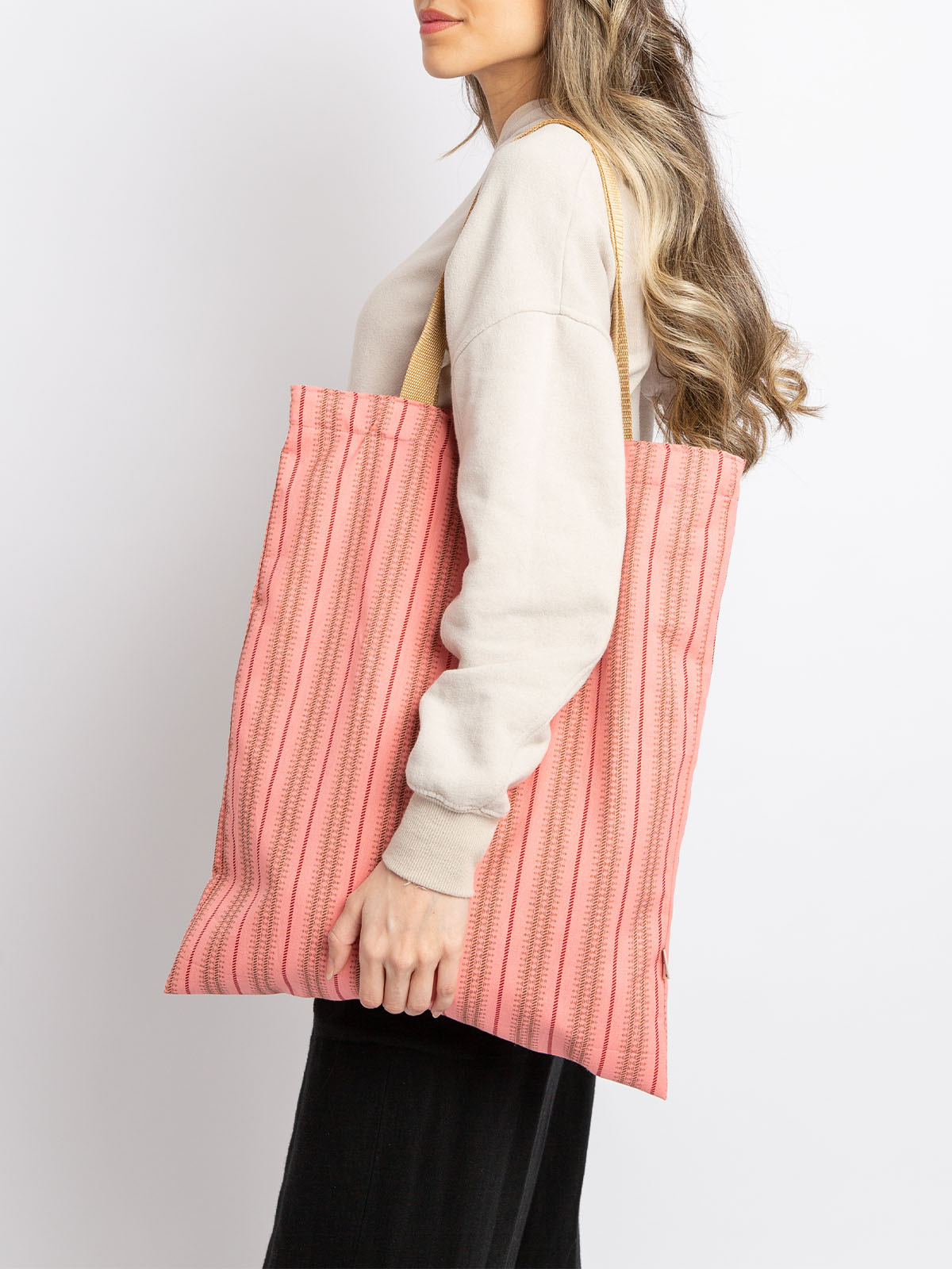 Pink Peach Striped - Eco-Friendly Tote Bag