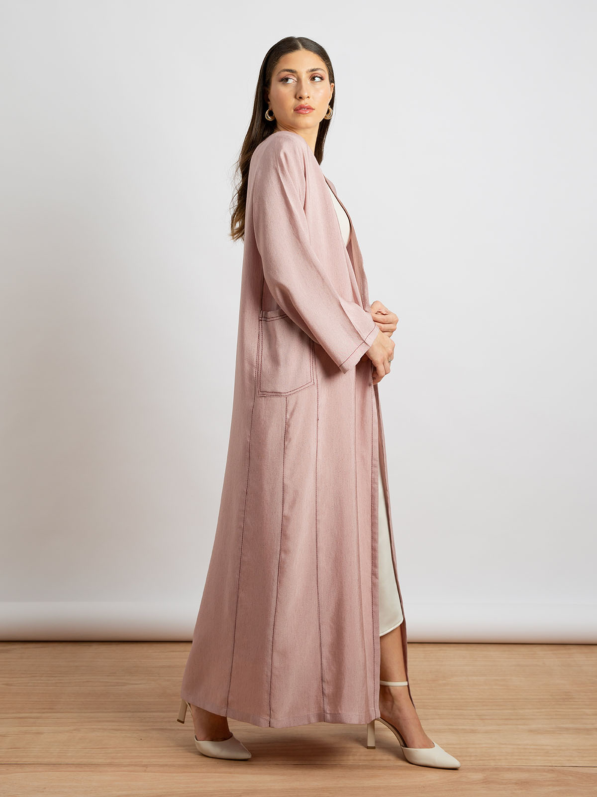 Pink - Salona Abstract Abaya with Pockets