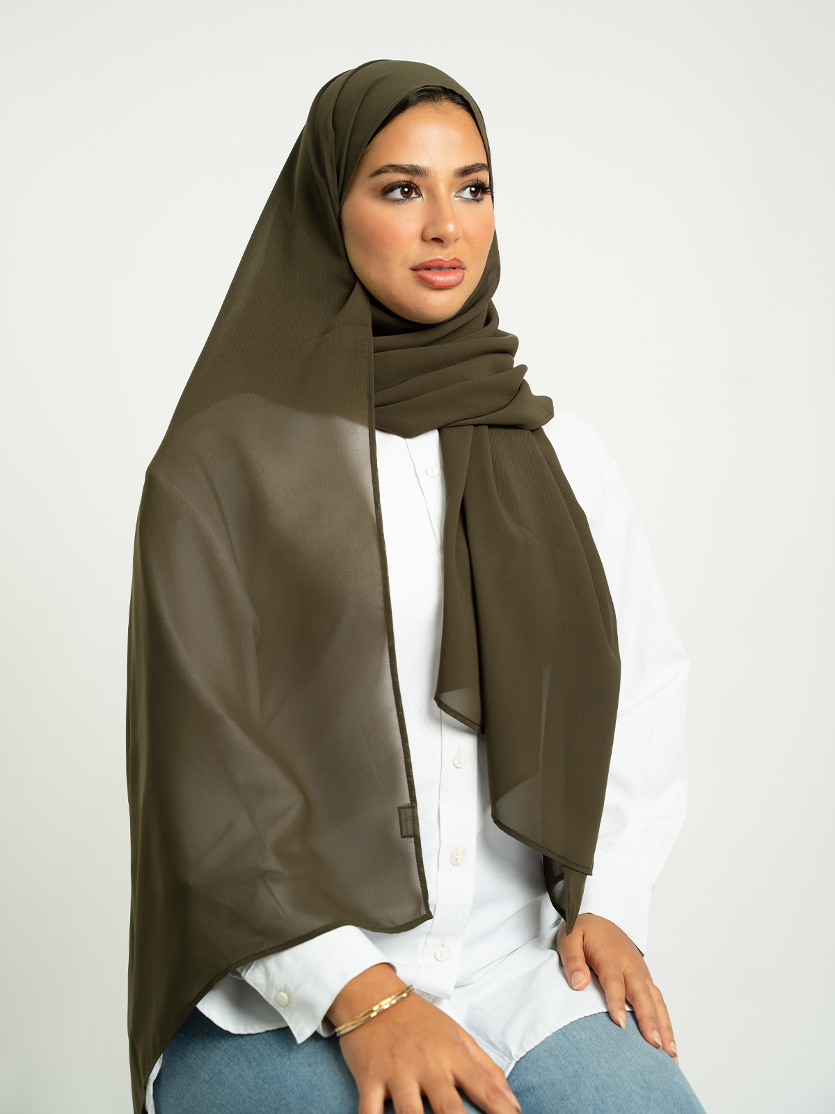 Coffee Brown Plain Laser Tarha