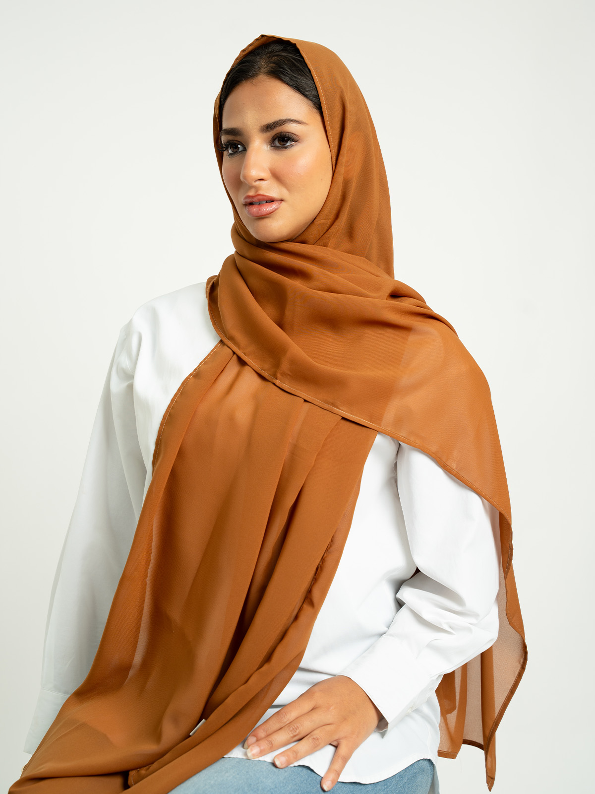 Caramel Brown Plain Laser Tarha