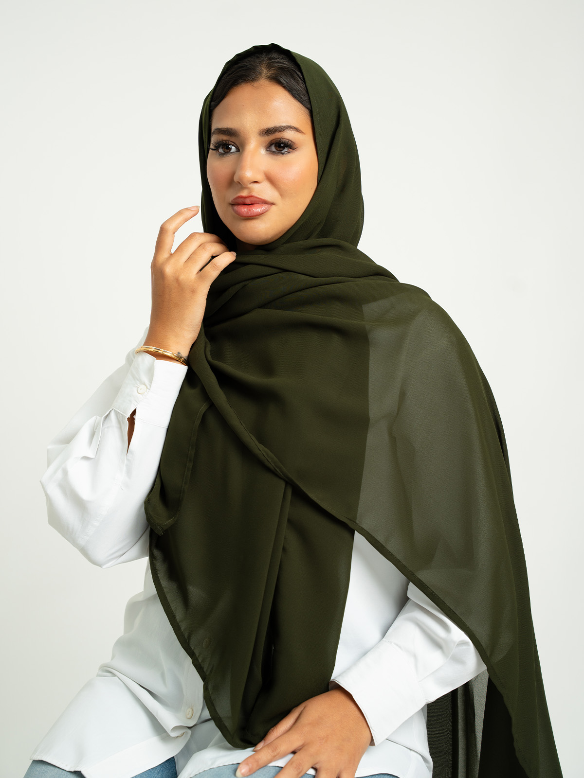Evergreen Olive Plain Laser Tarha