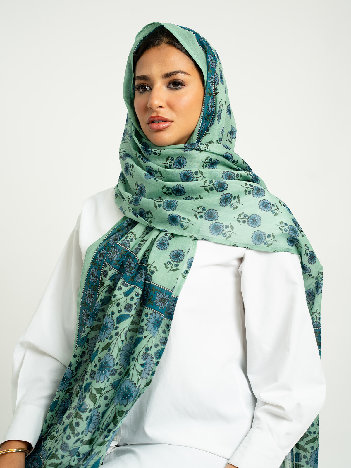 Midnight Bloom Printed Tarha