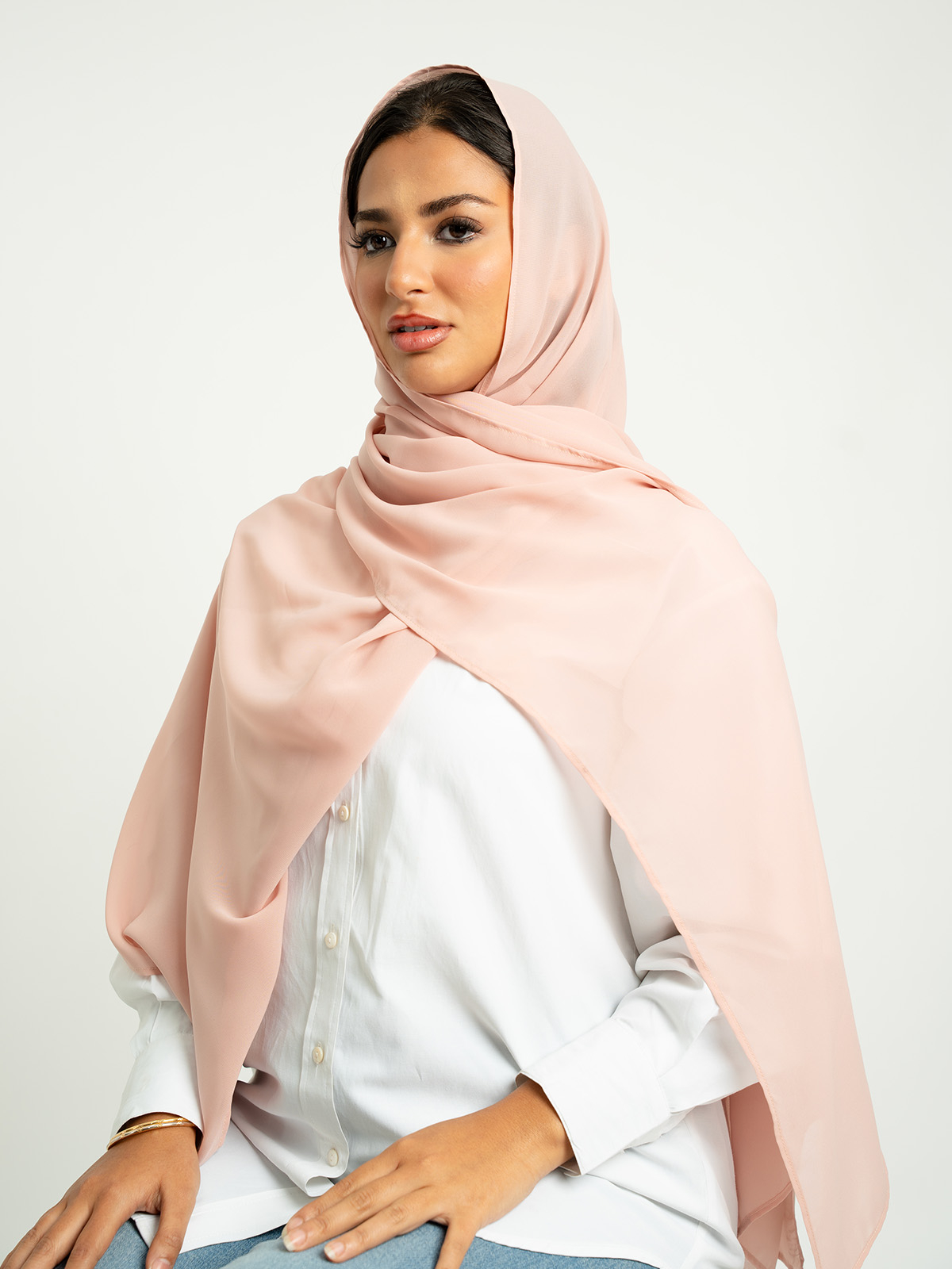 Peachy Pink Plain Laser Tarha