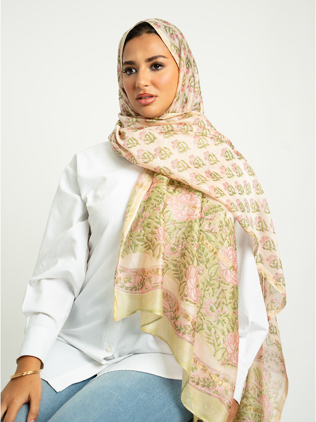 Blush Bloom Printed Tarha