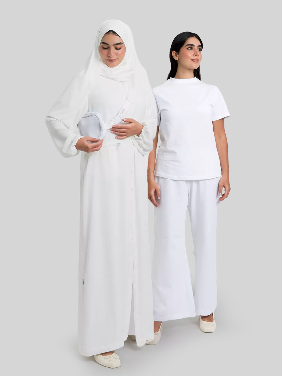 White Zipper Umrah Abaya Package