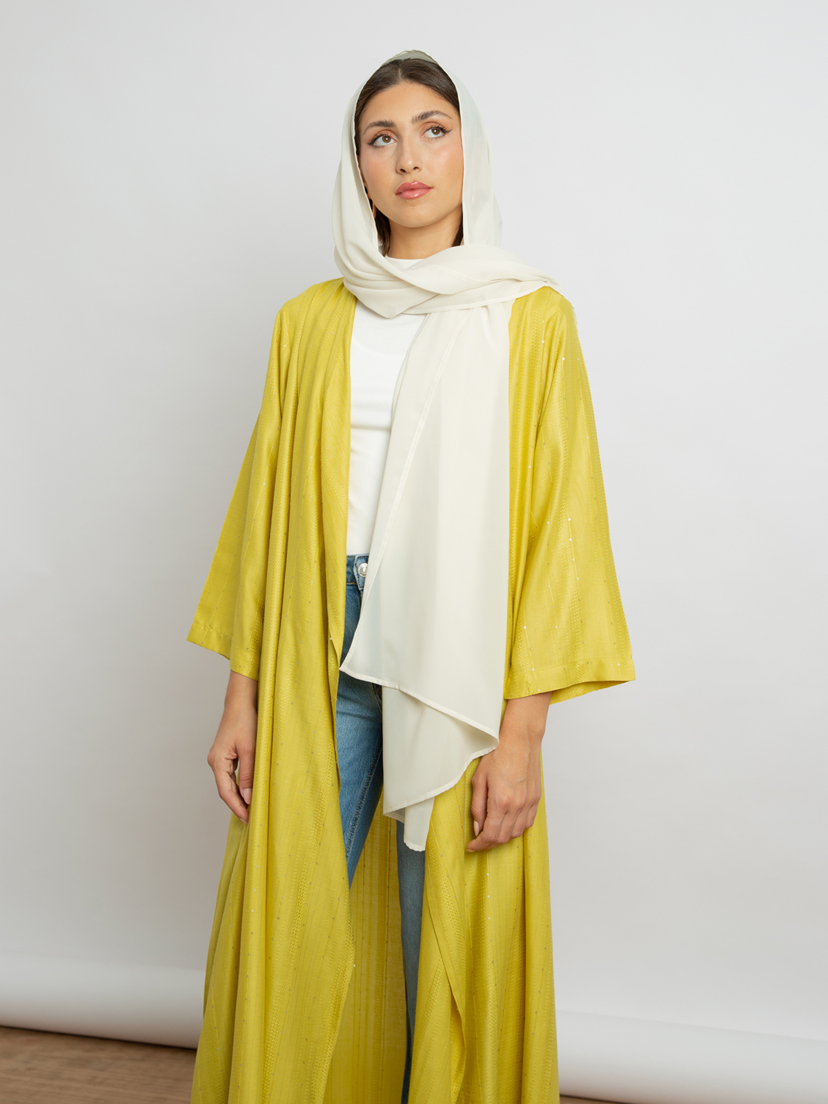 Yellow Sequin Stripes - Urban Abaya